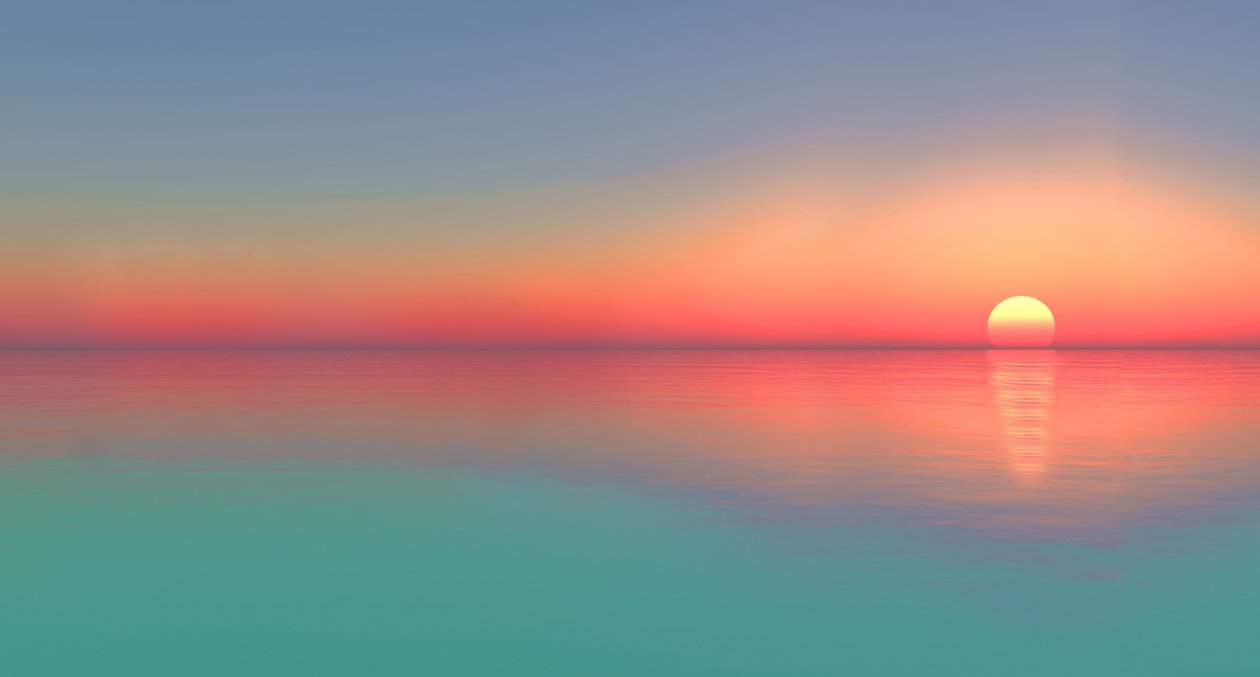 Calm Sunset Ocean Digital Art 5k