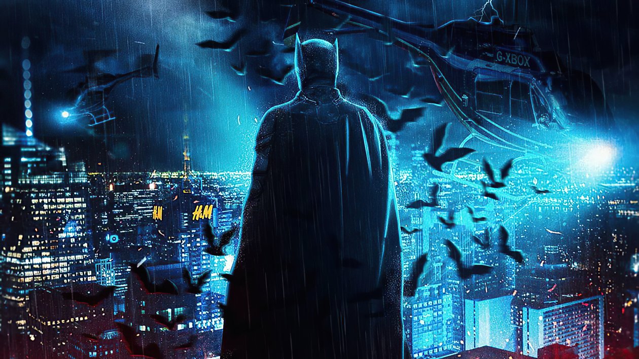 The Batman Over Gotham City 4k