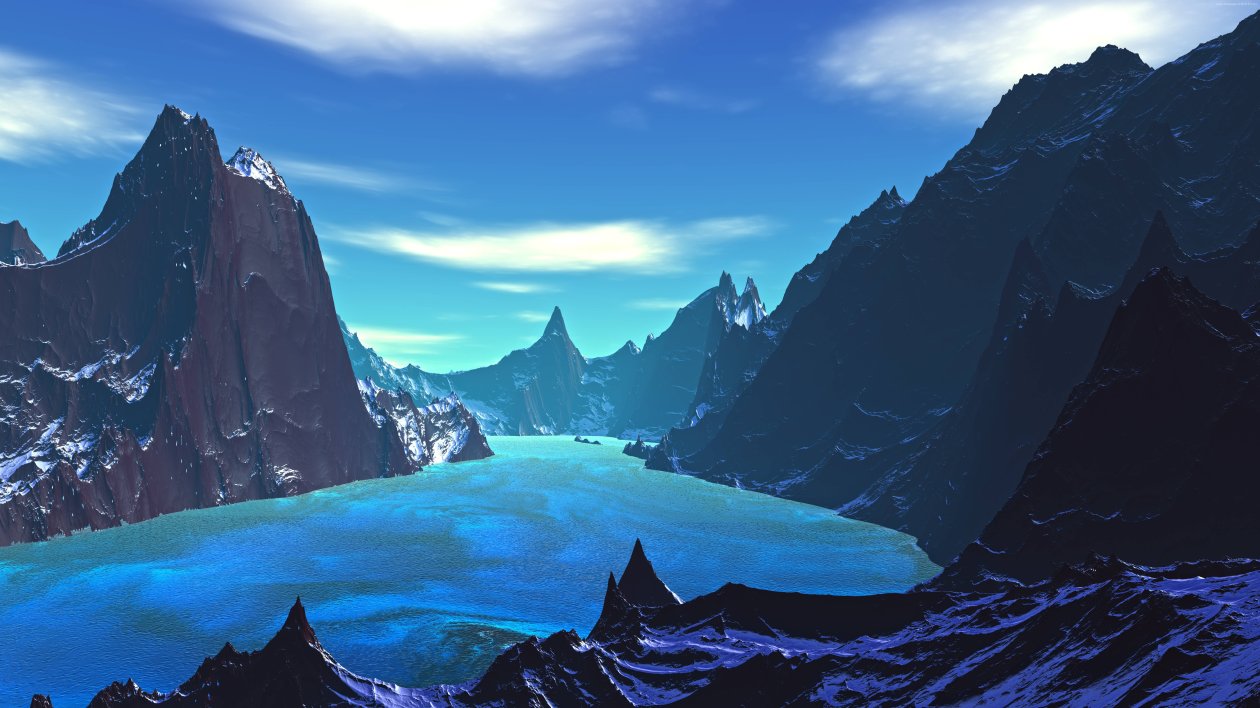 Lake 8k Blue Landscape Artistic