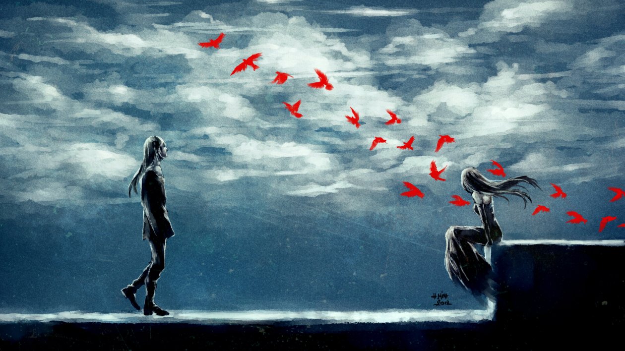 Clouds Anime Girl and Boy