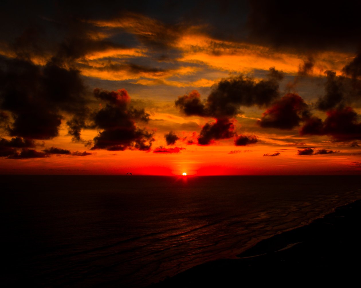 Deep Red Sunset Seashore 4k