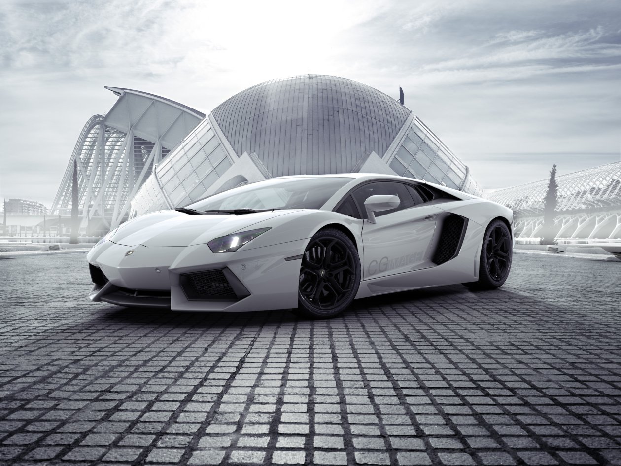 White Lamborghini Aventador New