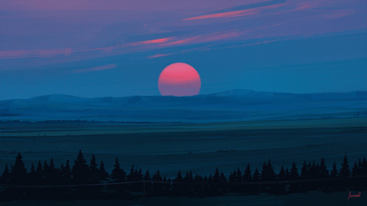 Cold Red Light Sunset