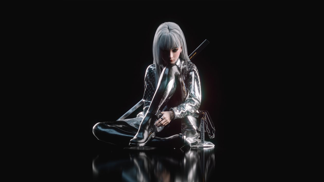 White Hair Asian Assassin Girl 4k