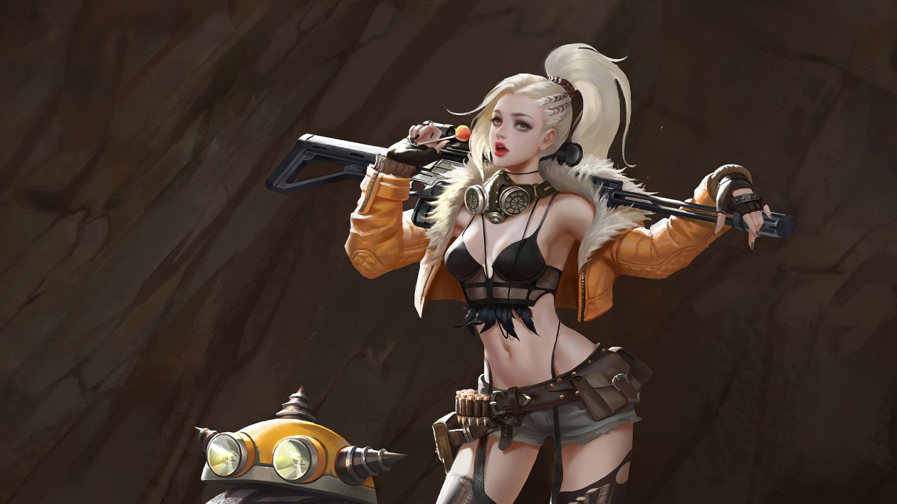 Blonde Girl With Gun 4k
