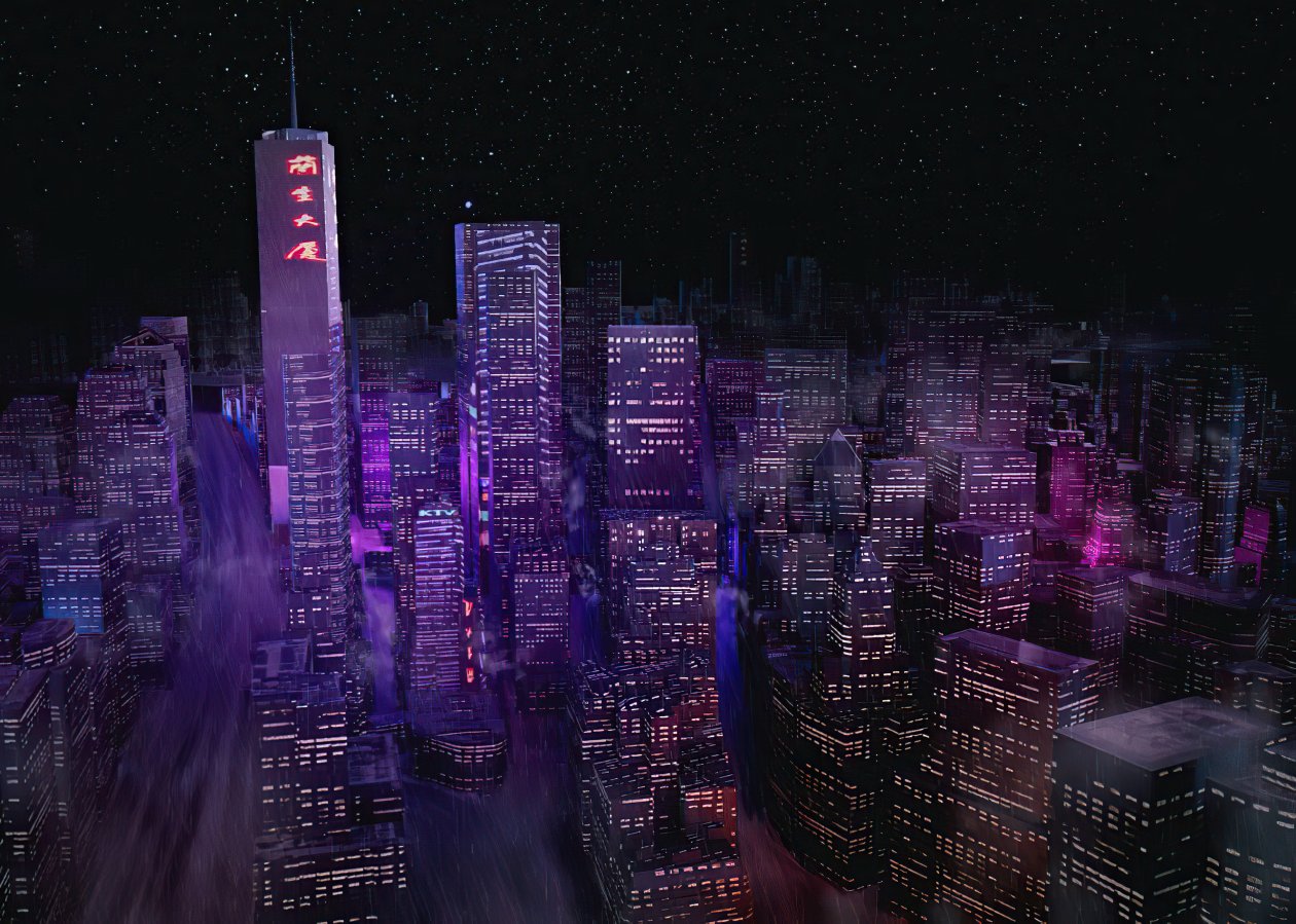 Night City Buildings Minimal 4k