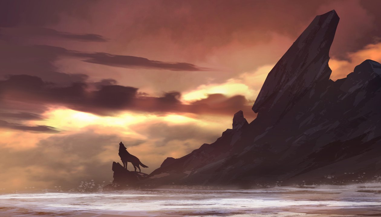 Wolf Howling On Island