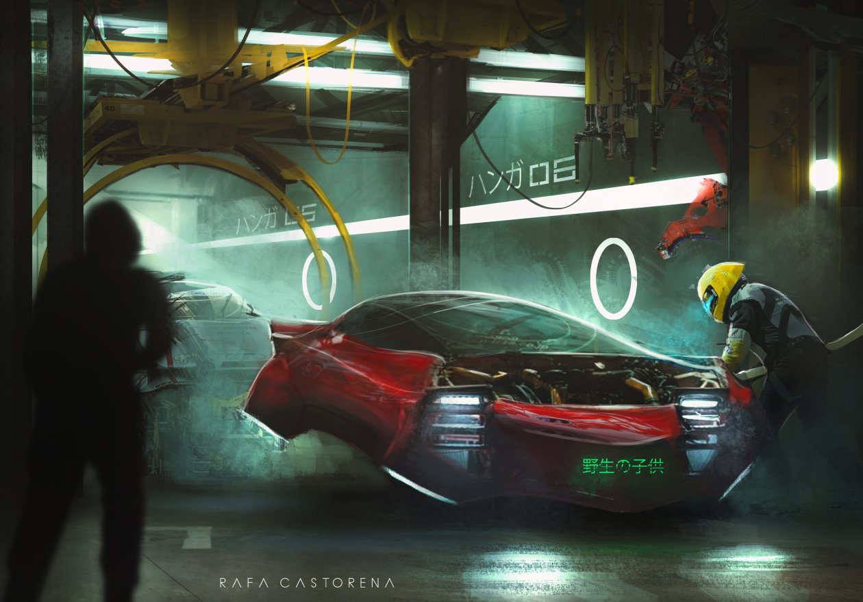 Vehicle Garage Digital Art Scifi 4k