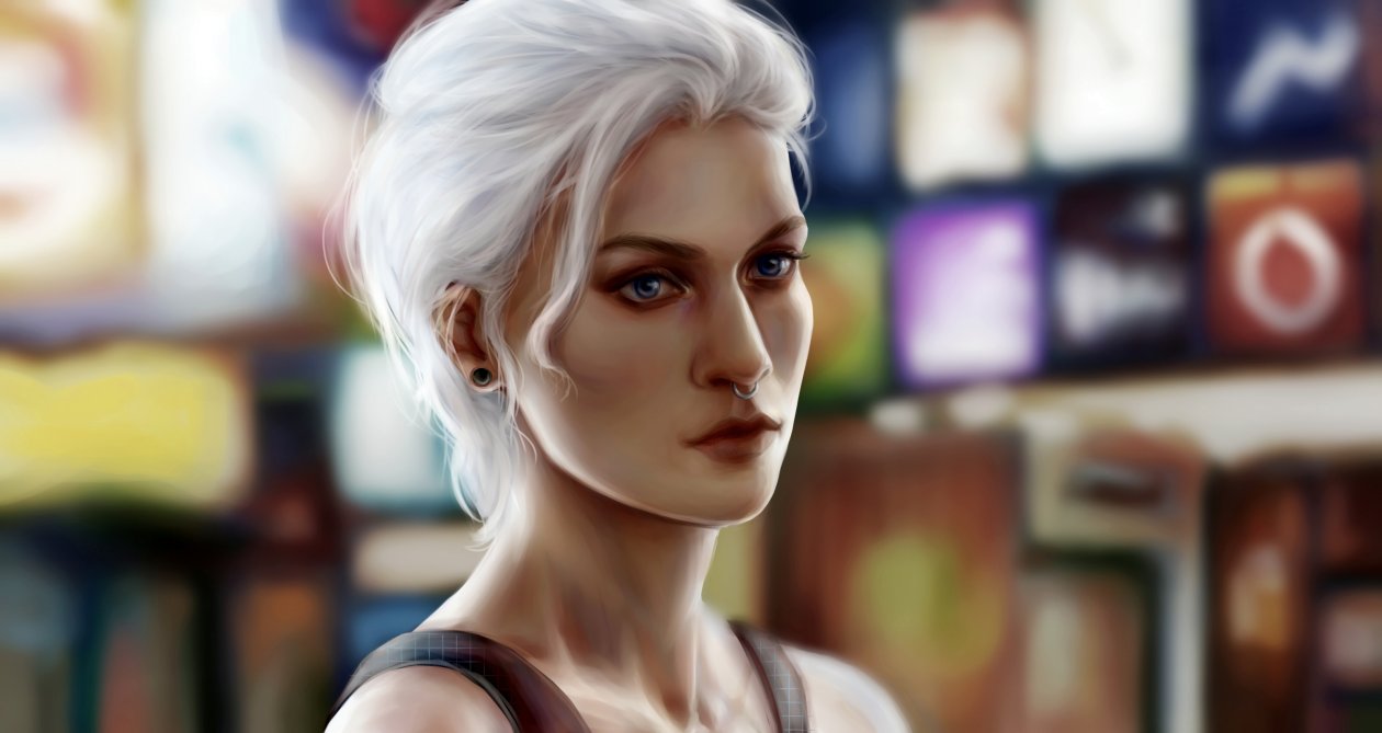 Septum Piercing Girl Portrait Art 4k