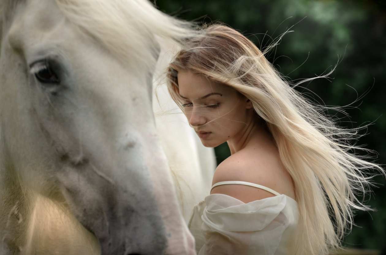 Beautiful Girl With Horse