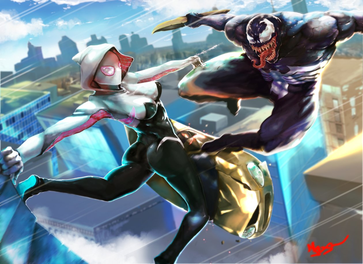 Spider Gwen And Venom Art