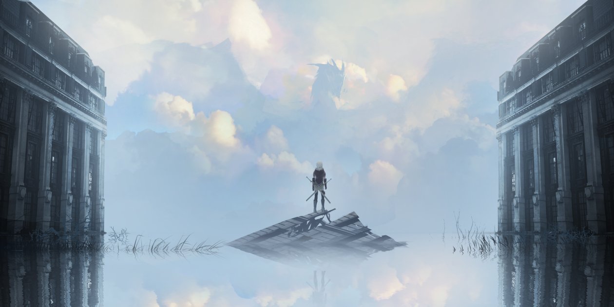 Dragon Behind The Clouds Warrior With Sword