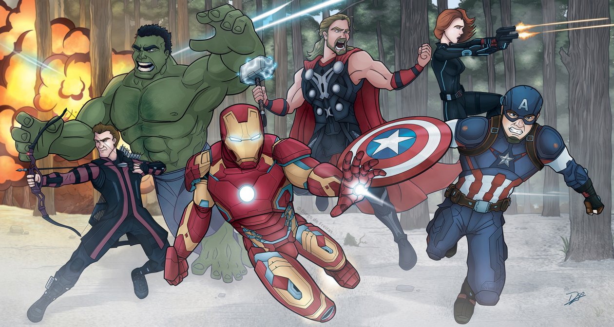 The Avengers Age Of Ultron Battle Scene Fanart