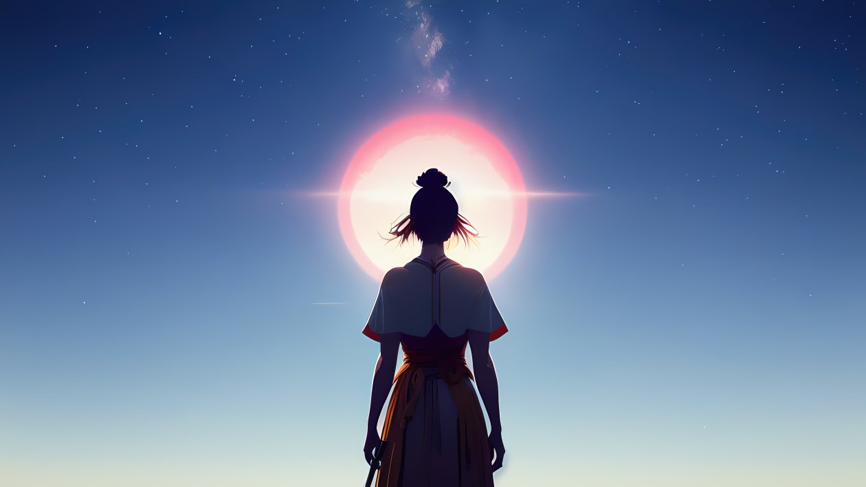 Anime Leader Girl Looking At Sun 5k
