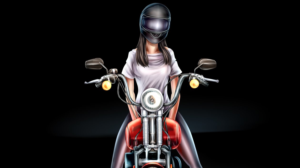 Biker Girl Digital Art 4k