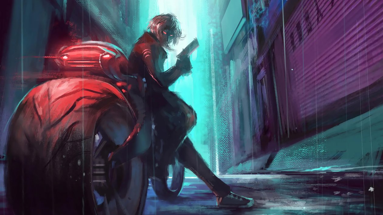 Fat Tyre Biker With Weapon 4k