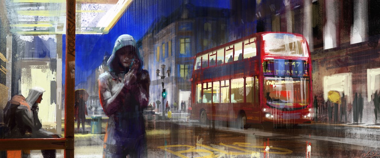 Alone Girl City Painting 4k