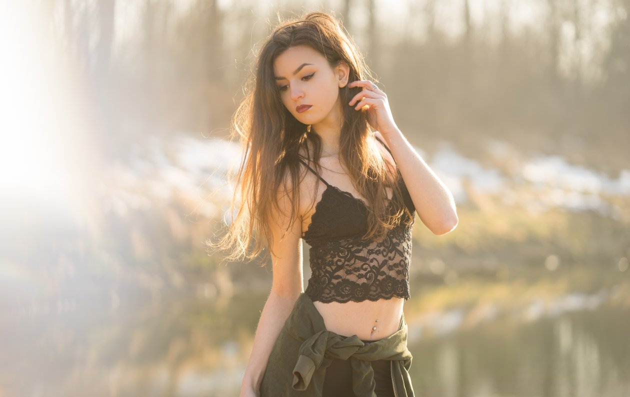 Sun Rays On Face Model Outdoor