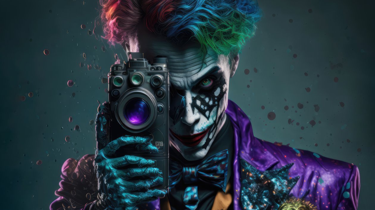 Joker Colorful With Tattos And Camera
