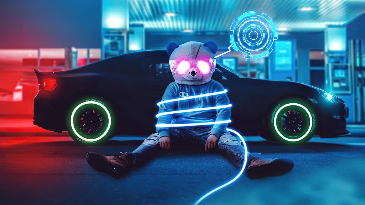 Cool Panda At Gas Station Neon 4k