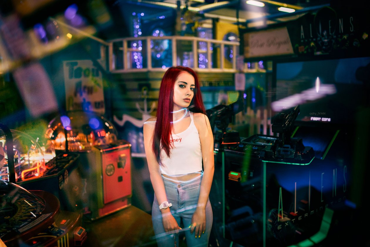 Red Head Girl Arcade Portrait