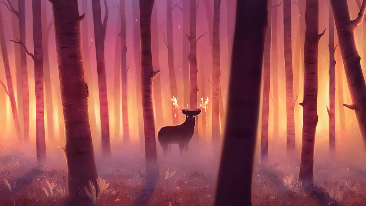 Reindeer Magical Forest 4k