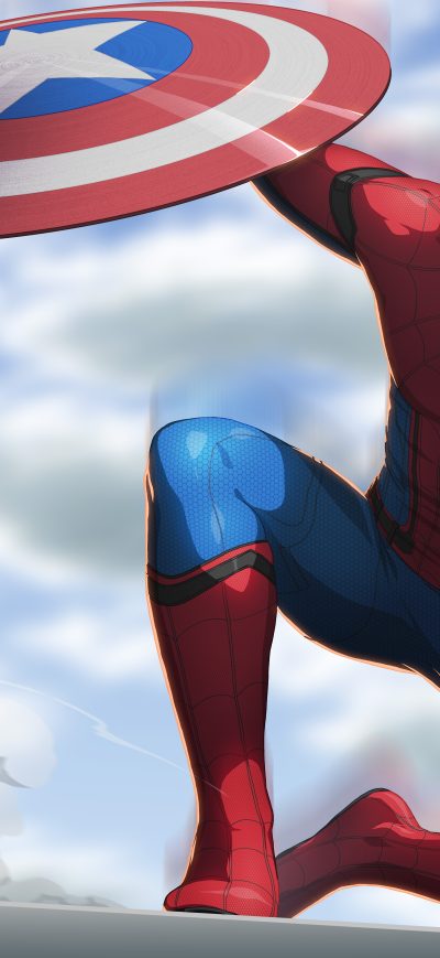 Fond d'écran iPhone Spiderman Civil War Artwork 8k