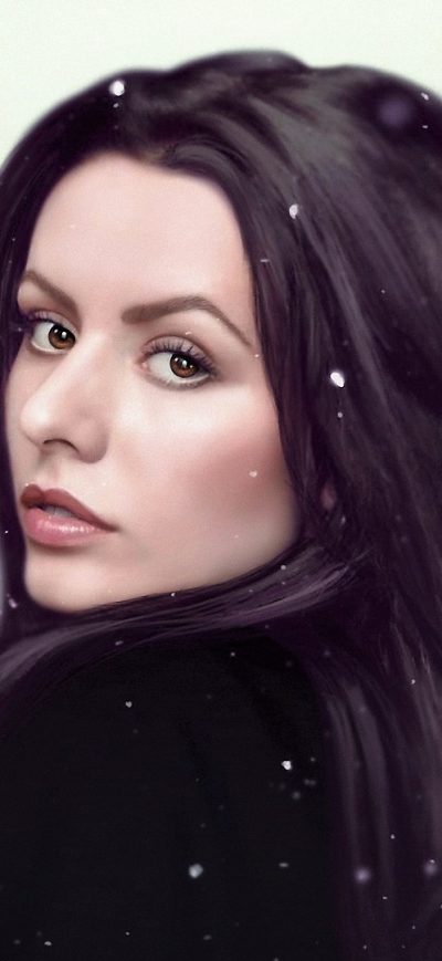 Fond d'écran iPhone Digital Art Women Long Hair Drawing Face Brown Eyes