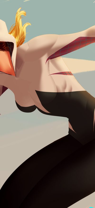 Fond d'écran Spider Gwen Artwork 4k sur iPhone