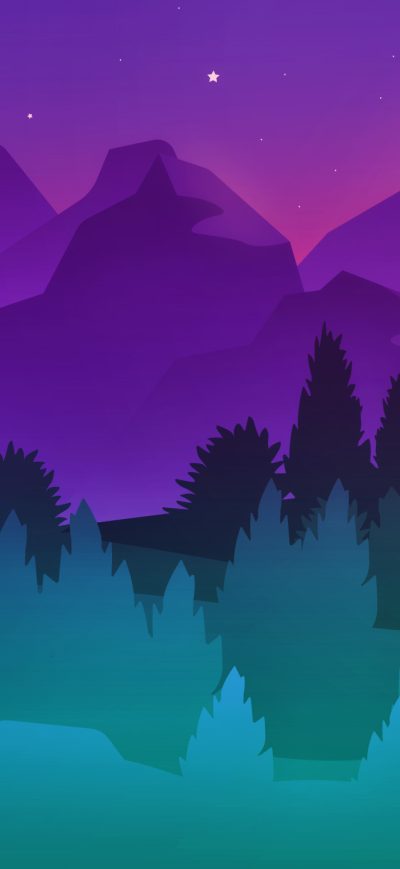 Fond d'écran iPhone Stars Mountains Trees Colorful Minimalist Artwork