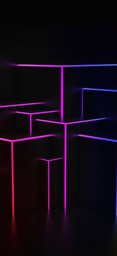 Fond d'écran iPhone Neon Light Cubes 4k