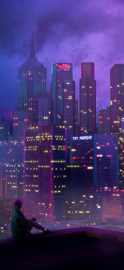 Fond d'écran Anime City Girl 4k sur iPhone