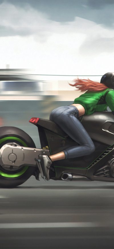 Fond d'écran iPhone Girl On Bike 4k Art