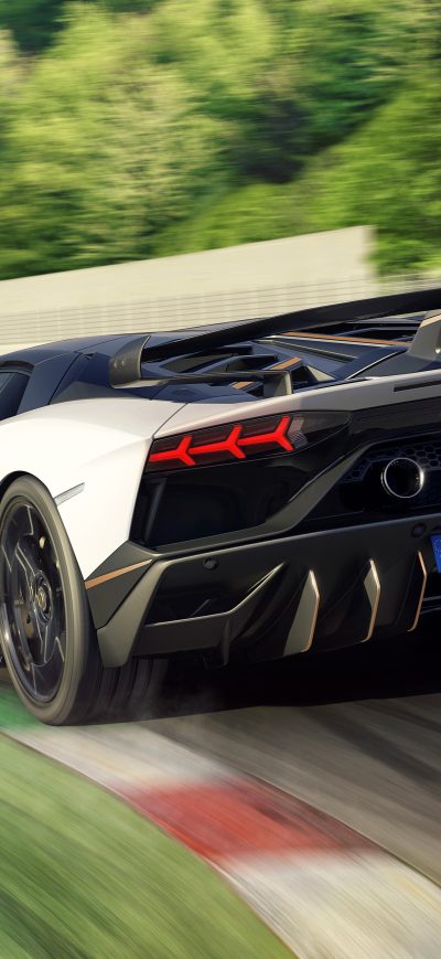 Fond d'écran iPhone Lamborghini Aventador SVJ 63 2018 Rear View 4k