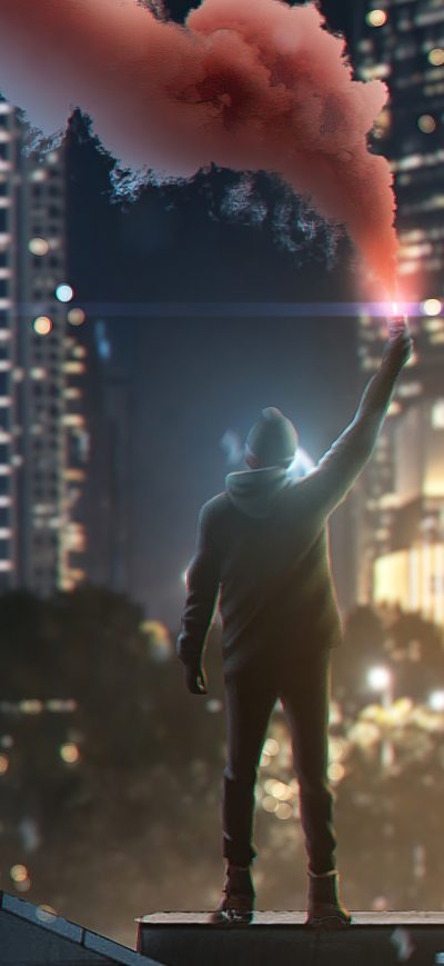 Fond d'écran iPhone Boy With Smoke Bomb In Hand 4k