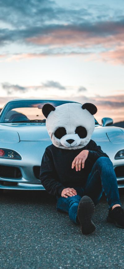 Fond d'écran iPhone Panda Helmet Guy With Cars