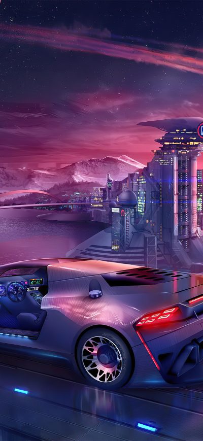 Fond d'écran iPhone Cyberpunk Girl Night City Drive 4k