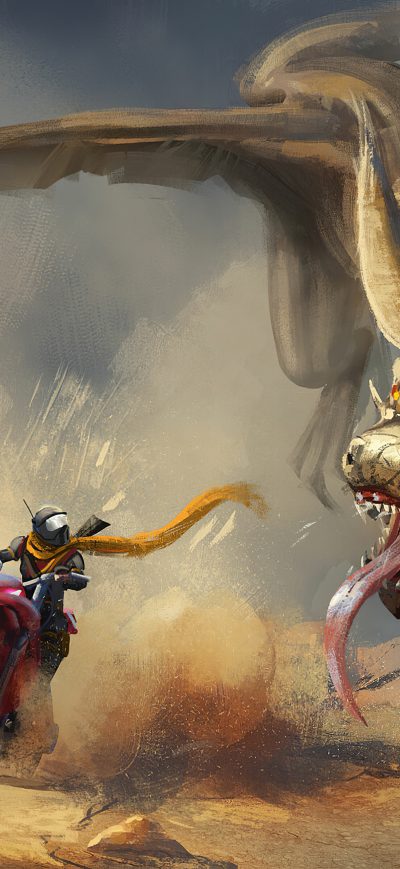 Fond d'écran iPhone Dragon Vs Biker 4k