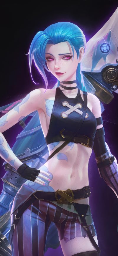 Fond d'écran iPhone Jinx Lol Dark 4k