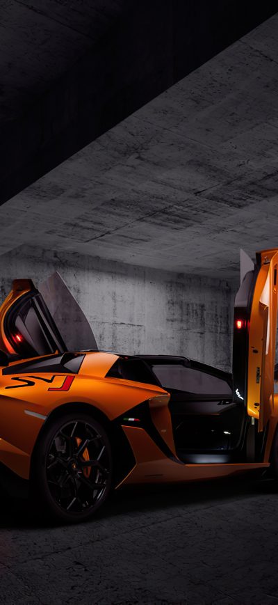 Fond d'écran iPhone Orange Lamborghini Aventardor SVJ 4k