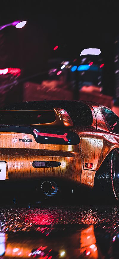 Fond d'écran iPhone Mazda Rx7 City Night Lights 4k