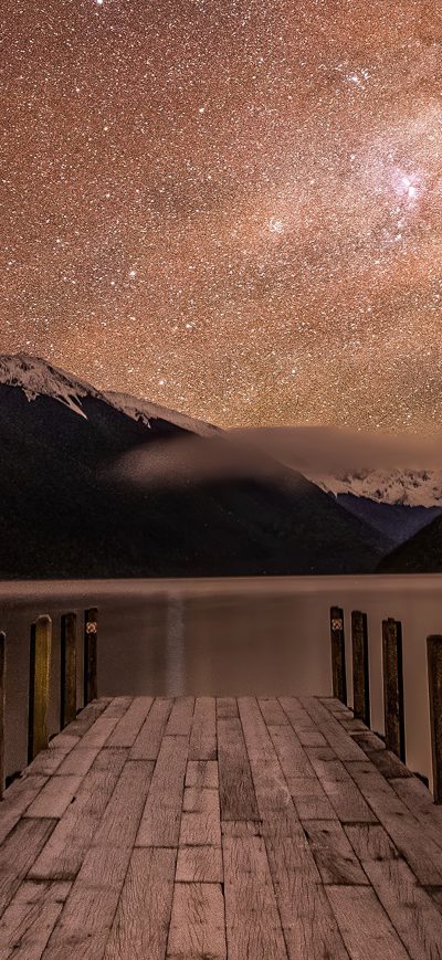 Fond d'écran iPhone Mountains Relfection Night Stars 4k