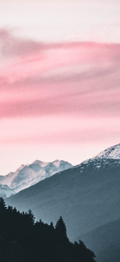 Fond d'écran iPhone Pink Sky Nature Beauty Mountains Snow 5k