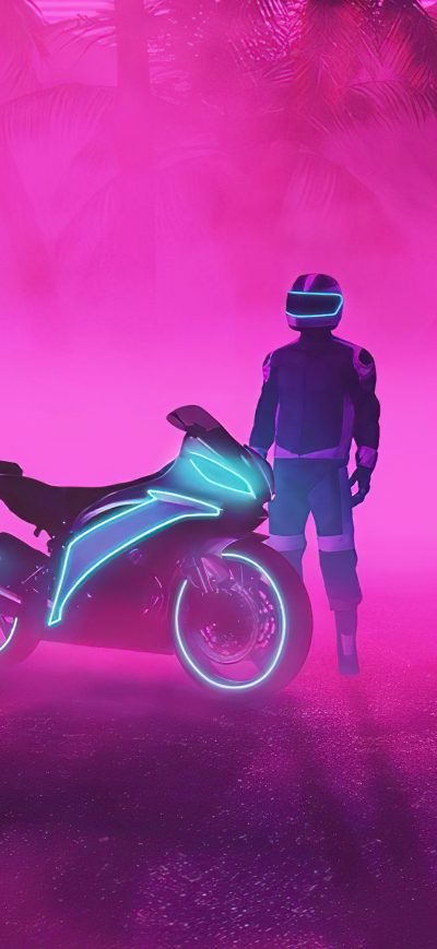 Fond d'écran iPhone Neon Biker Boy 4k