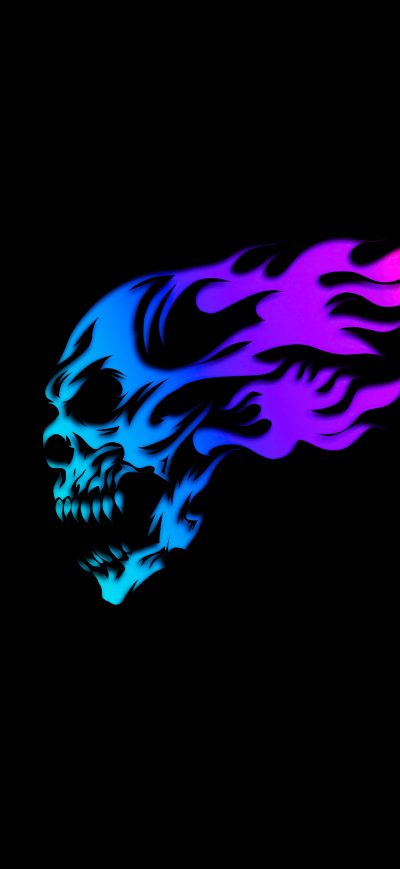 Fond d'écran iPhone Skull Glowing Minimal Neon 5k
