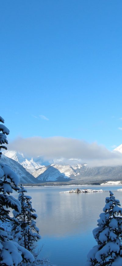 Fond d'écran iPhone Winter Snow Lake Mountain