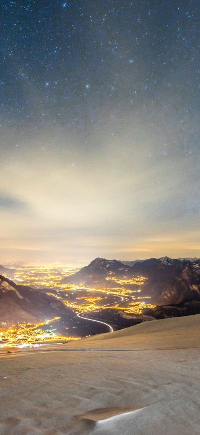 Fond d'écran iPhone Snow Winter Lights Sky Stars