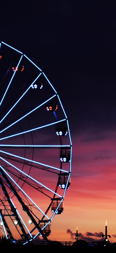 Fond d'écran iPhone Ferris Wheel Sunset Clouds 5k