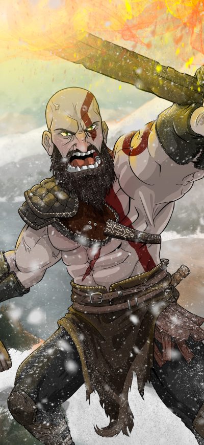 Fond d'écran iPhone Kratos God Of War Fan Art 4k