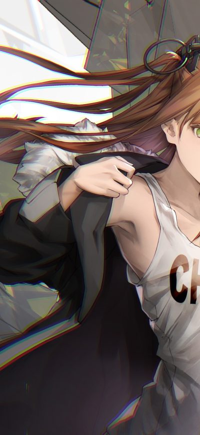 Fond d'écran iPhone Anime Girl Brown Hair Green Eyes